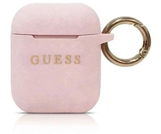 Guess GUACCSILGLLP AirPods dėklas, šviesiai rožinė / rožinė, silikonas su blizgučiais