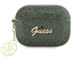 Guess GUAP2GLGSHA AirPods Pro 2 apsauginis dėklas žalias/chaki Blizgučių 4G Charm