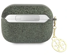 Guess GUAP2GLGSHA AirPods Pro 2 apsauginis dėklas žalias/chaki Blizgučių 4G Charm