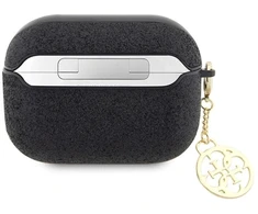 Guess GUAP2GLGSHK AirPods Pro 2 dėklas, juodas/juodas su blizgančiomis detalėmis, 4G Charm