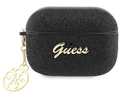 Guess GUAP2GLGSHK AirPods Pro 2 dėklas, juodas/juodas su blizgančiomis detalėmis, 4G Charm