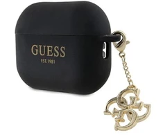 Guess GUAP2LECG4K dėklas, skirtas AirPods Pro 2 – juodas skysto silikono su blizgučių trikampio pakabuku