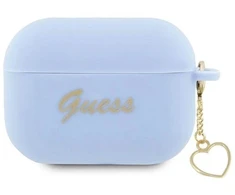 Guess GUAP2LSCHSB AirPods Pro 2 dėklas, mėlynas, Silikoninė Širdelės pakabukų kolekcija