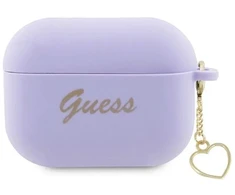 Guess GUAP2LSCHSU AirPods Pro 2 dėklas, Violetinis/Violetinis, Silikoninis Mylimųjų Širdelių Kolekcija