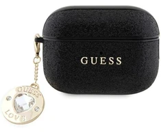 Guess GUAP2PGEHCDK AirPods Pro 2 (2022/2023) dėklas juodos spalvos Fixed Glitter Heart Diamond Charm