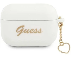Guess GUAPLSCHSH AirPods Pro dėklas baltas Silikoninis Charm Heart Collection