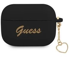 Guess GUAPLSCHSK AirPods Pro dėklas juodas/juodas, Silikoninis pakabukas Heart Collection