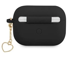 Guess GUAPLSCHSK AirPods Pro dėklas juodas/juodas, Silikoninis pakabukas Heart Collection