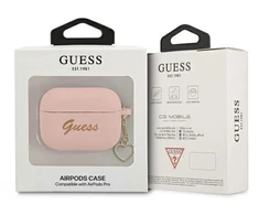 Guess GUAPLSCHSP AirPods Pro dėklas rožinė/rožinė Silikoninis pakabukas Širdies kolekcija