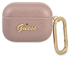 Guess GUAPSASMP Dėklas AirPods Pro rožinė/rožinė Saffiano Script Metal Collection