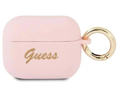 Guess GUAPSSSI AirPods Pro dėklas rožinė/rožinė Silikoninis Vintage Script
