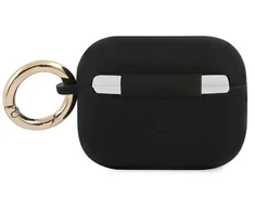Guess GUAPSSSK AirPods Pro dėklas, juodas/juodas, silikonas, Vintage Script