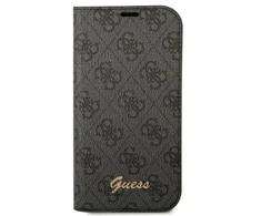 Dėklas Guess GUBKP14SHG4SHK Apple iPhone 14 / 15 / 13 6.1″ juodos spalvos book 4G Vintage Gold Logo
