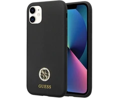 Guess GUHCN614DGPK Apple iPhone 11 / Xr 6.1″ juodos spalvos kietas dėklas Silicone Logo Strass 4G