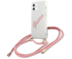 Guess GUHCP12SCRTVSPI Apple iPhone 12 mini 5,4″ rožinės spalvos kietas dėklas Script Vintage