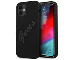 Guess GUHCP12SLSVSBK Apple iPhone 12 mini 5,4″ juodos spalvos kietas dėklas Script Vintage