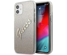 Dėklas GUESS GLITTER GRADIENT SCRIPT IPHONE 12 MINI GOLD
