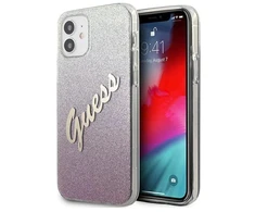 Dėklas GUESS GLITTER GRADIENT SCRIPT IPHONE 12 MINI Rožinis