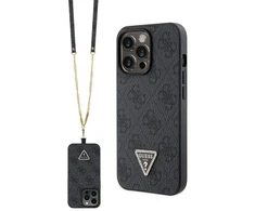 Guess GUHCP13LP4TDSCPK Apple iPhone 13 Pro / 13 6.1″ juodos spalvos kietas dėklas Crossbody 4G Metal Logo