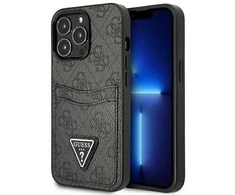 Guess GUHCP13LP4TPK iPhone 13 Pro / 13 6.1 juodas/juodas deklas 4G Triangle Logo Cardslot