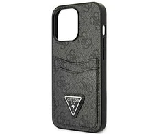 Guess GUHCP13LP4TPK iPhone 13 Pro / 13 6.1 juodas/juodas deklas 4G Triangle Logo Cardslot