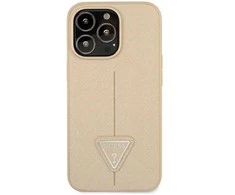 Guess GUHCP13LPSATLE iPhone 13 Pro / 13 6,1 smėlio/smėlio spalvos deklas SaffianoTriangle Logo