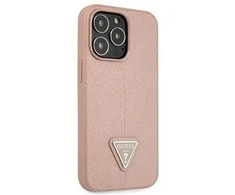 Guess GUHCP13LPSATLP iPhone 13 Pro / 13 6,1 rožinės/rožinės spalvos deklas SaffianoTriangle Logo