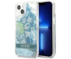 GUESS kietas gėlių dėklas, skystas blizgus GUHCP13SLFLSN galinis dangtelis, Apple, iPhone 13 mini, žalias, 5,4 colio