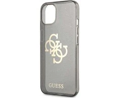 Guess GUHCP13SPCUGL4GBK iPhone 13 mini 5.4 juodos/juodos spalvos deklas Glitter 4G Big Logo