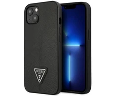 Guess GUHCP13SPSATLK Apple iPhone 13 mini 5,4″ juodos spalvos kietas dėklas SaffianoTriangle Logo