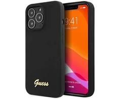 Dėklas Guess GUHCP13XLSLMGBK Apple iPhone 13 Pro Max 6.7″ juodos spalvos hardc ase Silicone Script Gold Logo
