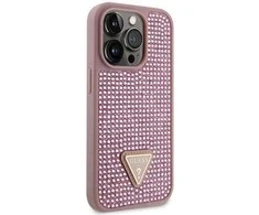 Guess GUHCP14LHDGTPP iPhone 14 Pro 6,1 rožinės/rožinės spalvos deklas su akmenukais Rhinestone Triangle
