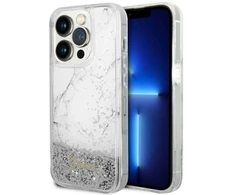 Guess GUHCP14LLCSGSGH Apple iPhone 14 Pro 6.1″ baltos spalvos kietas dėklas Liquid Glitter Marble