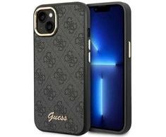 Guess GUHCP14MHG4SHK iPhone 14 Plus 6,7 juodas / juodas deklas 4G Vintage Gold Logo