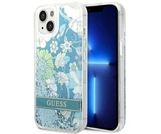 Dėklas GUESS GUHCP14MLFLSN IPHONE 14 PLUS / 15 PLUS 6.7 "Žalias / Žalias HARDCASE FLOWER LIQUID GLITTER