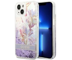 Dėklas GUESS GUHCP14MLFLSU IPHONE 14 PLUS / 15 PLUS 6.7 "PURPLE / PURPLE HARDCASE FLOWER LIQUID GLITTER