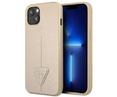 Guess GUHCP14MPSATLE Apple iPhone 14 Plus / 15 Plus 6.7″ beige kietas dėklas SaffianoTriangle Logo