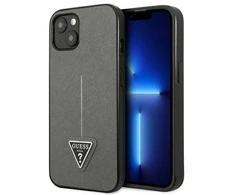 Guess GUHCP14MPSATLG Apple iPhone 14 Plus/ 15 Plus 6.7″ sidabrinis kietas dėklas SaffianoTriangle Logo