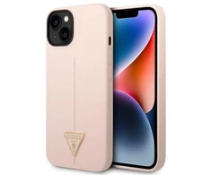 Guess dėklas, skirtas iPhone 14 Plus 6,7 GUHCP14MSLTGP rožinis kietas dėklas, skirtas Silicone Line – trikampis