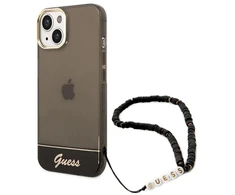 Dėklas Guess GUHCP14SHGCOHK Apple iPhone 14 / 15 / 13 6.1″ juodos spalvos hardcase Translucent Pearl Strap