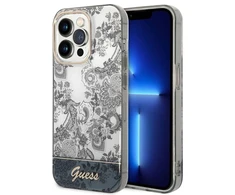 Guess GUHCP14XHGPLHG Apple iPhone 14 Pro Max 6,7″ pilkas kietas dėklas Porcelain Collection