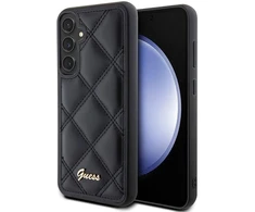 Guess GUHCS23FEPSQSQSK S23 FE S711 juodos spalvos kietas dėklas Quilted Metal Logo
