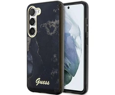 Guess GUHCS23MHTMRSK S23+ S916 juodos spalvos kietas dėklas Golden Marble Collection