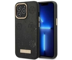 Guess GUHMP13LSAPSTK iPhone 13 Pro / 13 6.1 juodos/juodos spalvos deklas Peony Logo Plate MagSafe