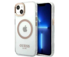 Guess GUHMP13MHTRMD Apple iPhone 13 / 14 / 15 6.1″ auksinis kietas dėklas Metal Outline Magsafe