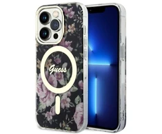 Guess GUHMP14LHCFWSK Apple iPhone 14 Pro 6.1″ juodos spalvos kietas dėklas Flower MagSafe