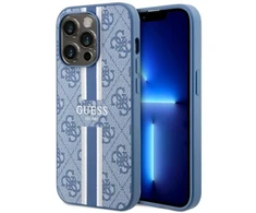 Guess telefono dėklas iPhone 14 Pro 6,1 GUHMP14LP4RPSB mėlynas hardtelefono dėklas Magsafe 4G Printed Stripes
