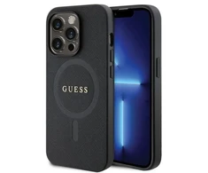 Guess GUHMP14LPSAHMCK Apple iPhone 14 Pro 6.1″ juodos spalvos kietas dėklas Saffiano MagSafe