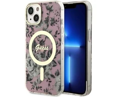 Dėklas GUESS GUHMP14MHCFWSP IPHONE 14 PLUS / / 15 PLUS 6.7 "Rožinis / Rožinis HARDCASE FLOWER MAGSAFE