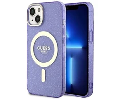Dėklas GUESS GUHMP14MHCGUG IPHONE 14 PLUS / 15 PLUS 6.7 "PURPLE / PURPLE HARDCASE GLITTER GOLD MAGSAFE